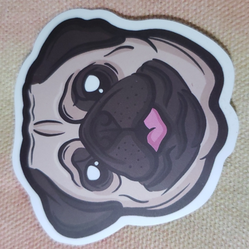 (B) Pug Dog Sticker Doggie Dog Mom Puppy